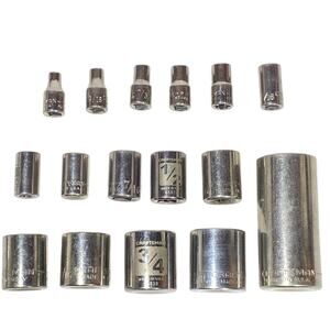Craftsman 16 Pc Socket Set 1/4" 1/2" Drive 5/32-7/8” SAE 6-12 Pt Shallow